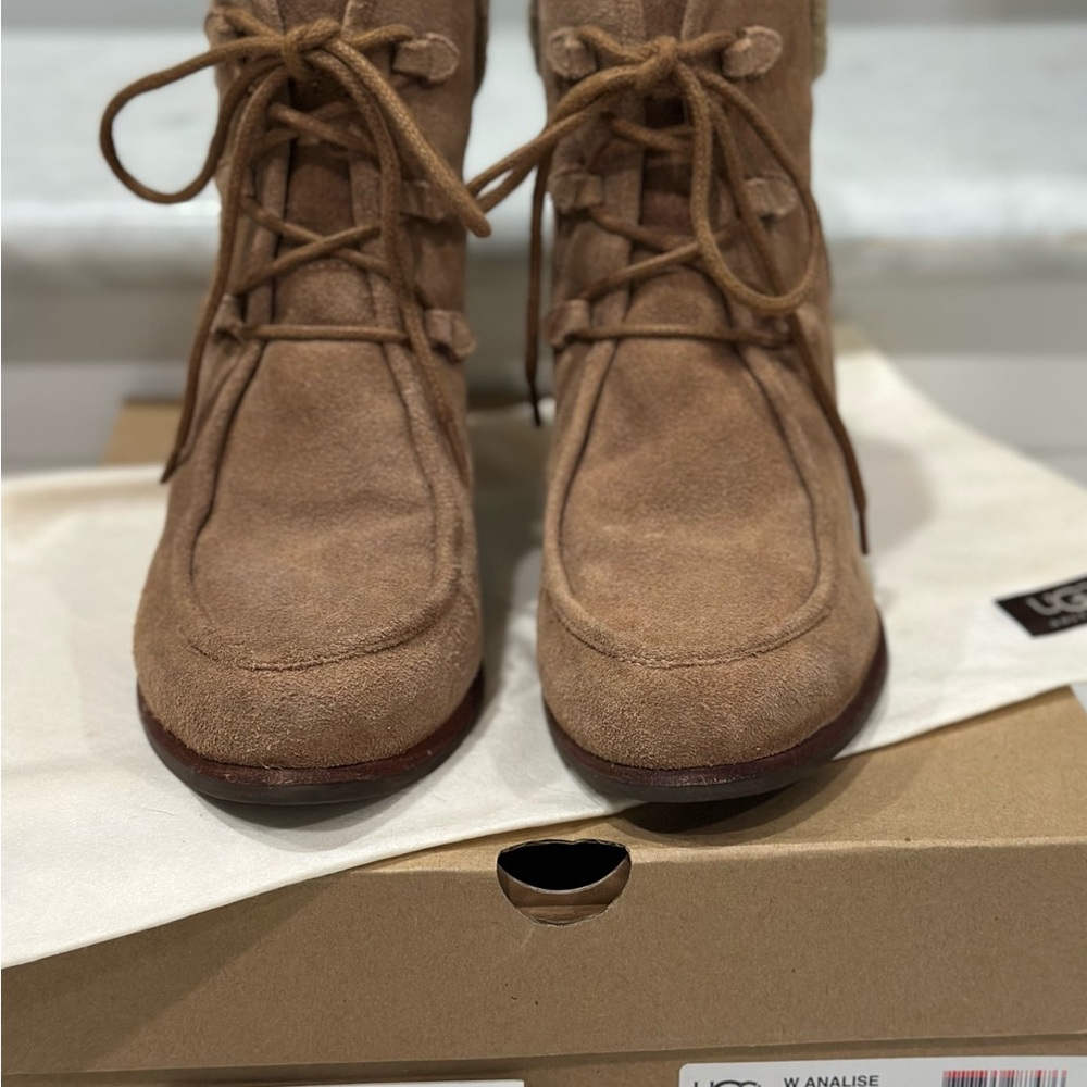 Women's Tan Suede UGG Ankle Boots - Picture 3 of 7